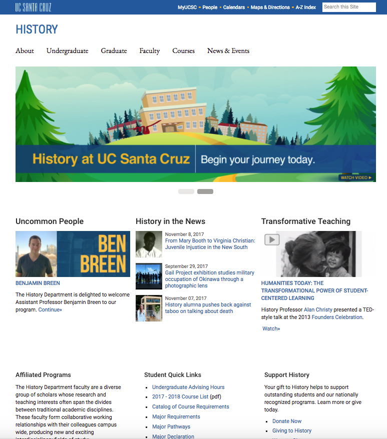 Example of History home page