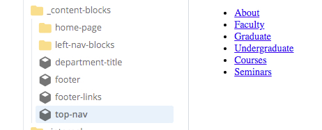 top nav content block