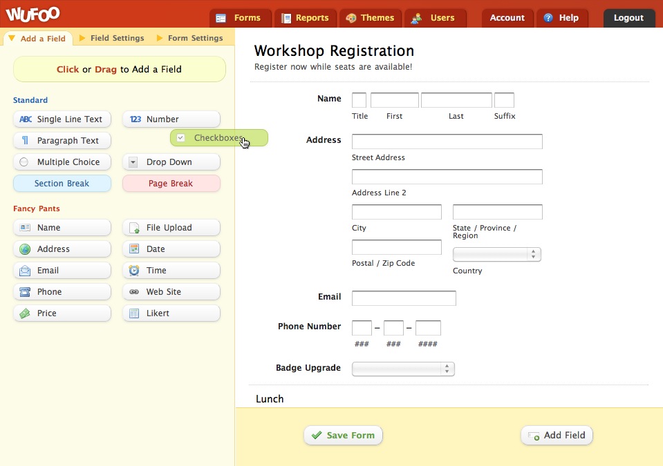 Wufoo Form Builder Screenshot