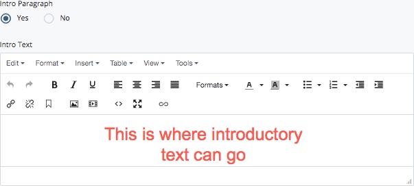 intro text area